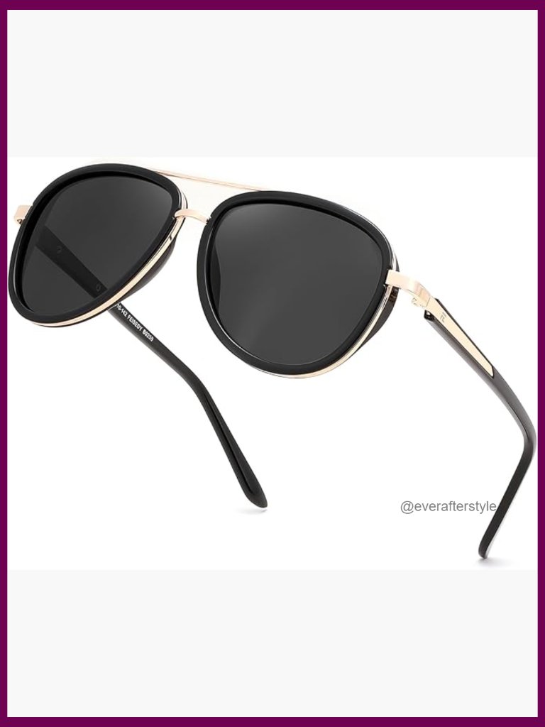 Retro Polarized Aviator Sunglasses Vintage Square Frame Metal Plastic